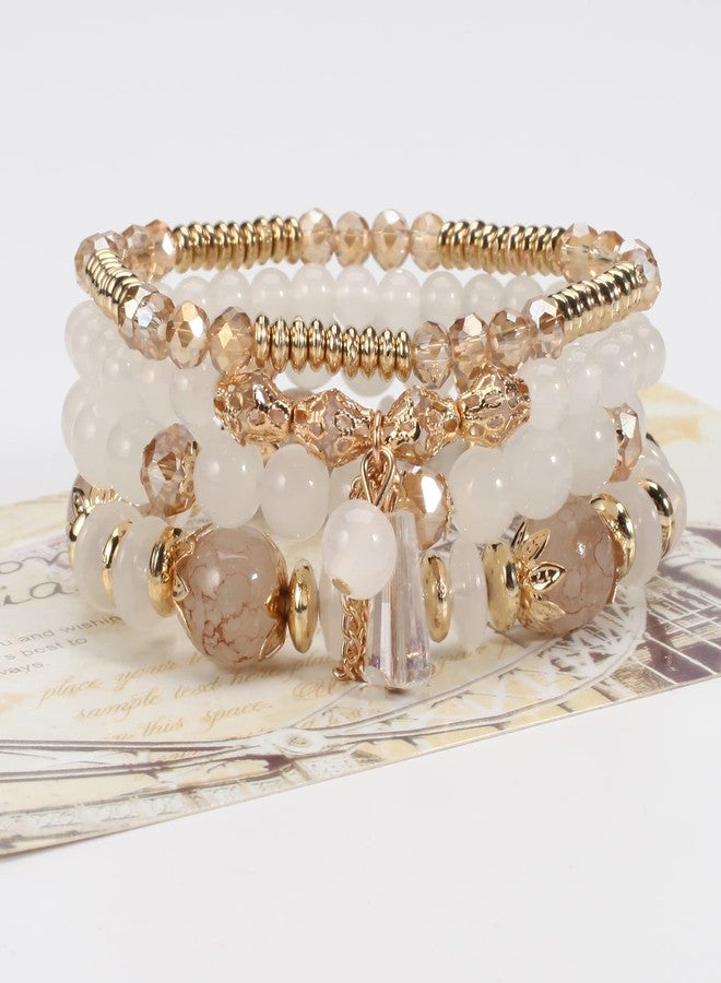 Lonext Bohemia Stackable Bracelets for Women Vintage MultiLayer Beads Bracelets Charm Stretch Beach Bangle - Image 2